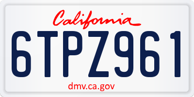 CA license plate 6TPZ961