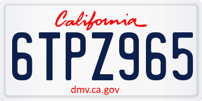 CA license plate 6TPZ965