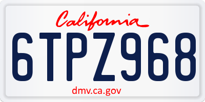 CA license plate 6TPZ968