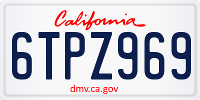 CA license plate 6TPZ969