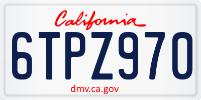 CA license plate 6TPZ970