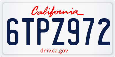 CA license plate 6TPZ972