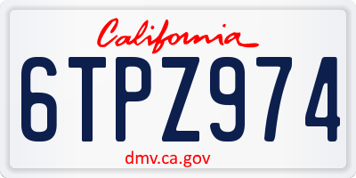 CA license plate 6TPZ974