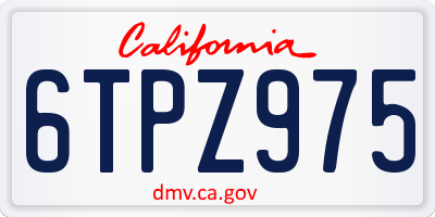 CA license plate 6TPZ975