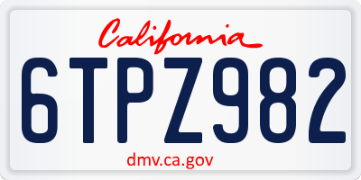 CA license plate 6TPZ982