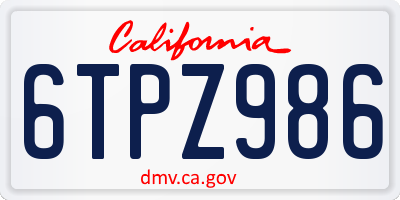 CA license plate 6TPZ986