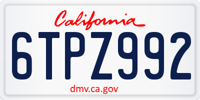 CA license plate 6TPZ992