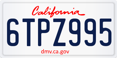 CA license plate 6TPZ995