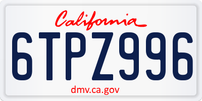 CA license plate 6TPZ996