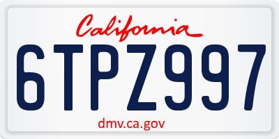 CA license plate 6TPZ997