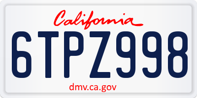CA license plate 6TPZ998