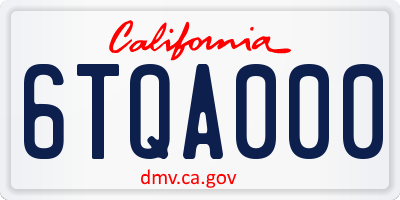 CA license plate 6TQA000