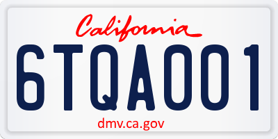 CA license plate 6TQA001