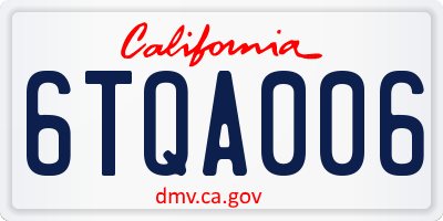 CA license plate 6TQA006