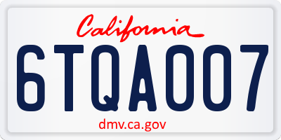 CA license plate 6TQA007