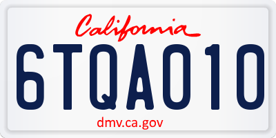 CA license plate 6TQA010
