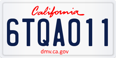 CA license plate 6TQA011