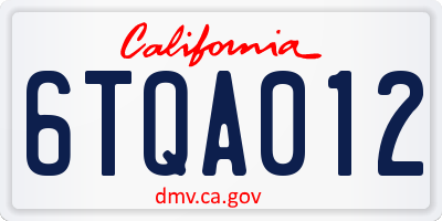 CA license plate 6TQA012