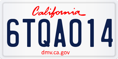 CA license plate 6TQA014