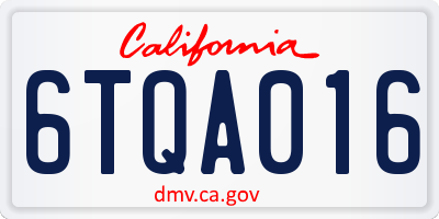 CA license plate 6TQA016