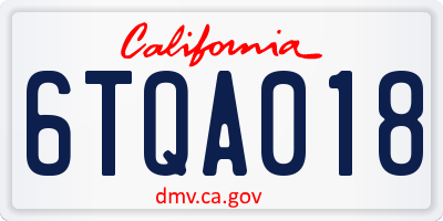 CA license plate 6TQA018