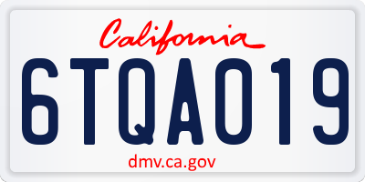 CA license plate 6TQA019