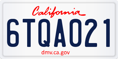 CA license plate 6TQA021