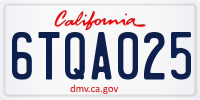 CA license plate 6TQA025