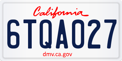 CA license plate 6TQA027