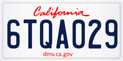 CA license plate 6TQA029