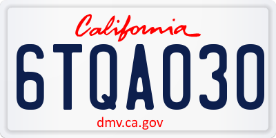 CA license plate 6TQA030