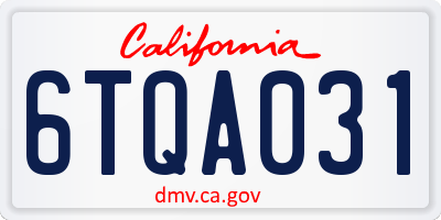 CA license plate 6TQA031