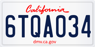 CA license plate 6TQA034