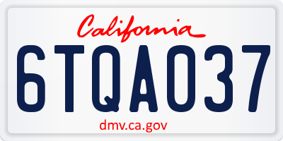 CA license plate 6TQA037