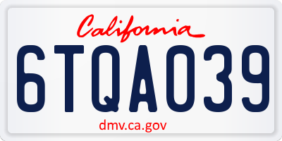 CA license plate 6TQA039