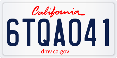 CA license plate 6TQA041