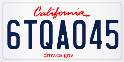 CA license plate 6TQA045