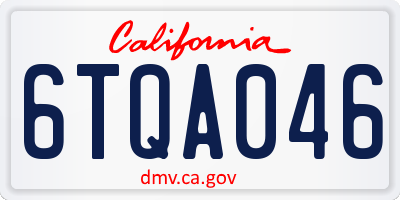 CA license plate 6TQA046