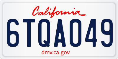 CA license plate 6TQA049