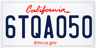 CA license plate 6TQA050