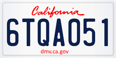 CA license plate 6TQA051