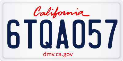 CA license plate 6TQA057