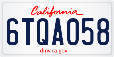 CA license plate 6TQA058