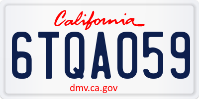CA license plate 6TQA059