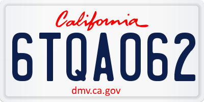 CA license plate 6TQA062