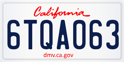 CA license plate 6TQA063