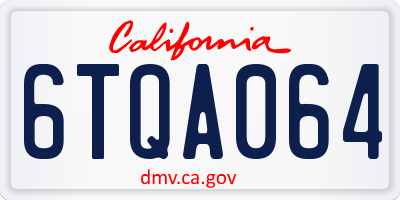 CA license plate 6TQA064