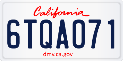 CA license plate 6TQA071