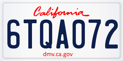 CA license plate 6TQA072