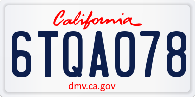 CA license plate 6TQA078